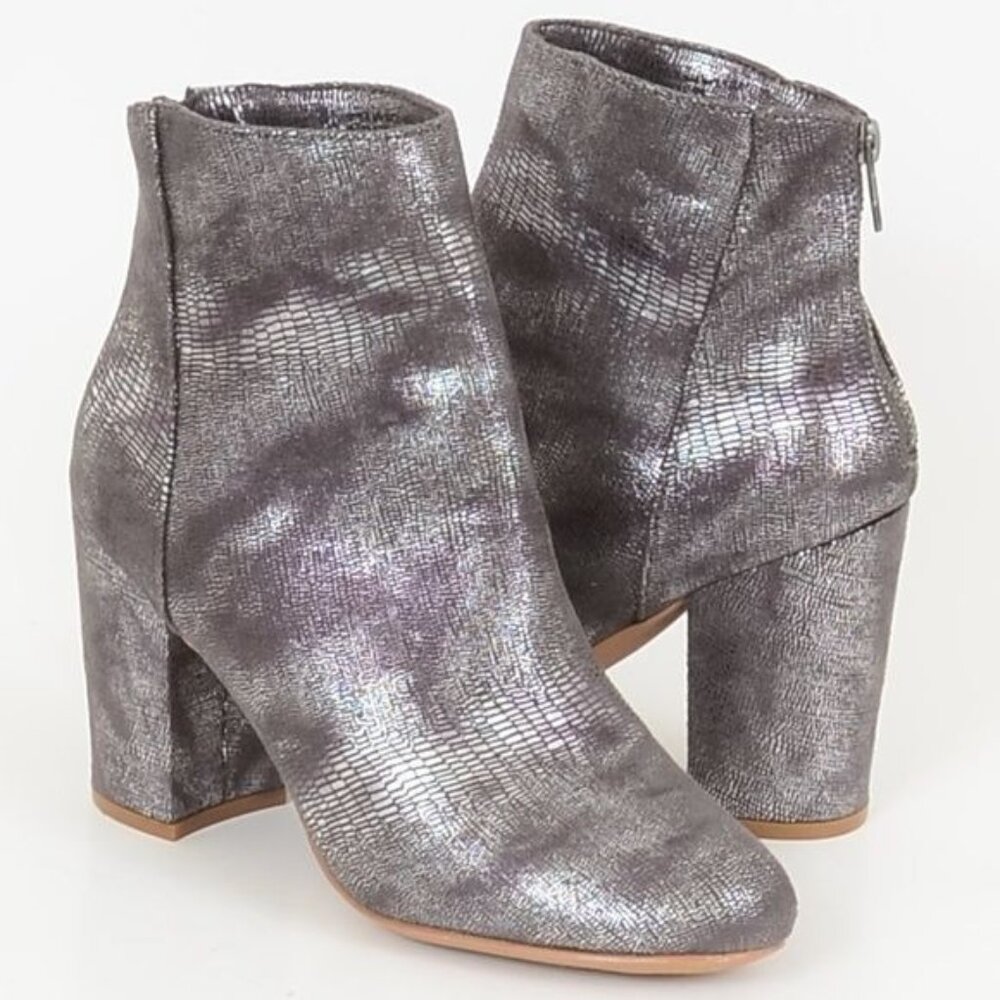 Very G Metallic Shimmer Ankle Women's 9.5 Booties Glam Festival Vegan Leather